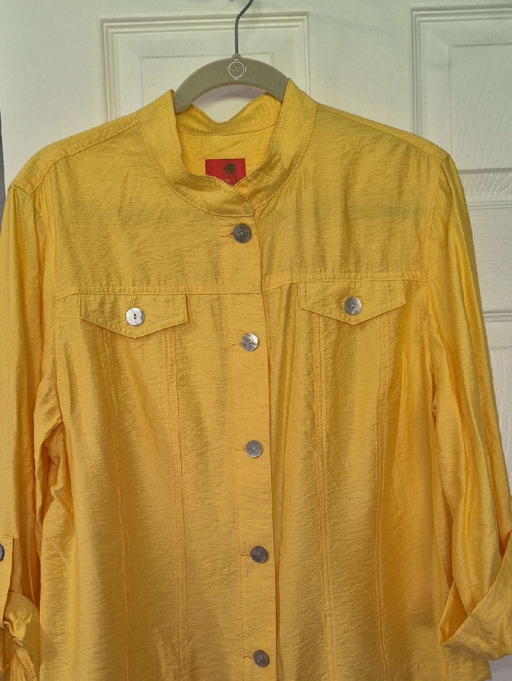 NWOT Yellow Button-Front Lightweight Jacket Hearts Of Palm Size 14